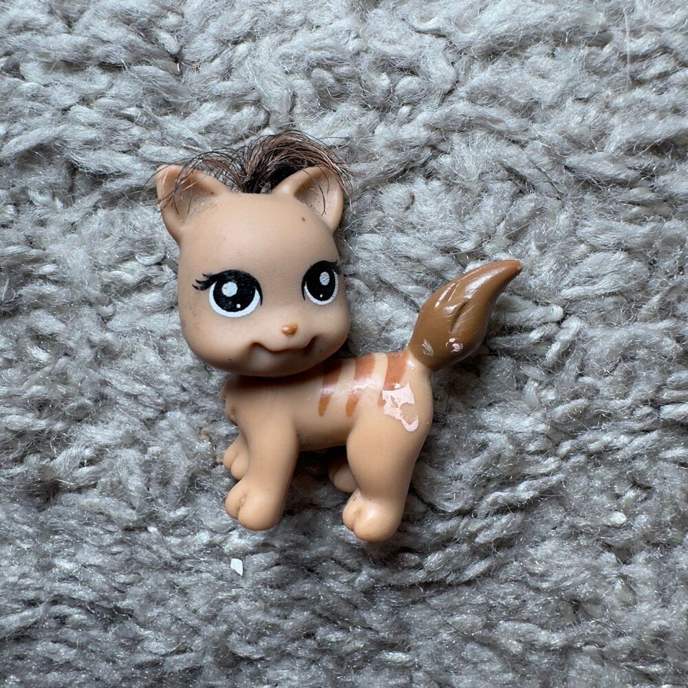 Polly Pocket Pretend Play Toy Animal Kitty Cat Faux Hair On Head Brown Toy Cute